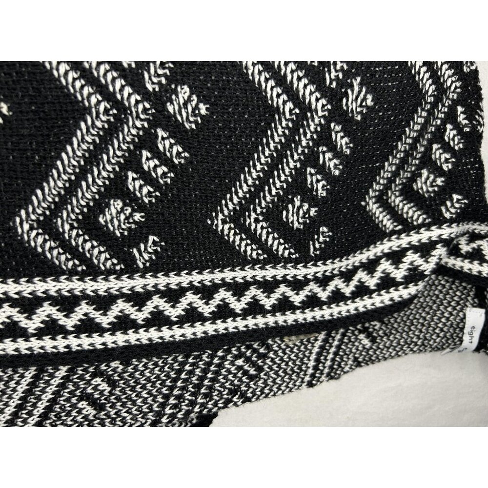 Eight Eight Eight Aztec Sweater Womens XL Black White Open Poncho Knit Cardigan - Picture 3 of 14